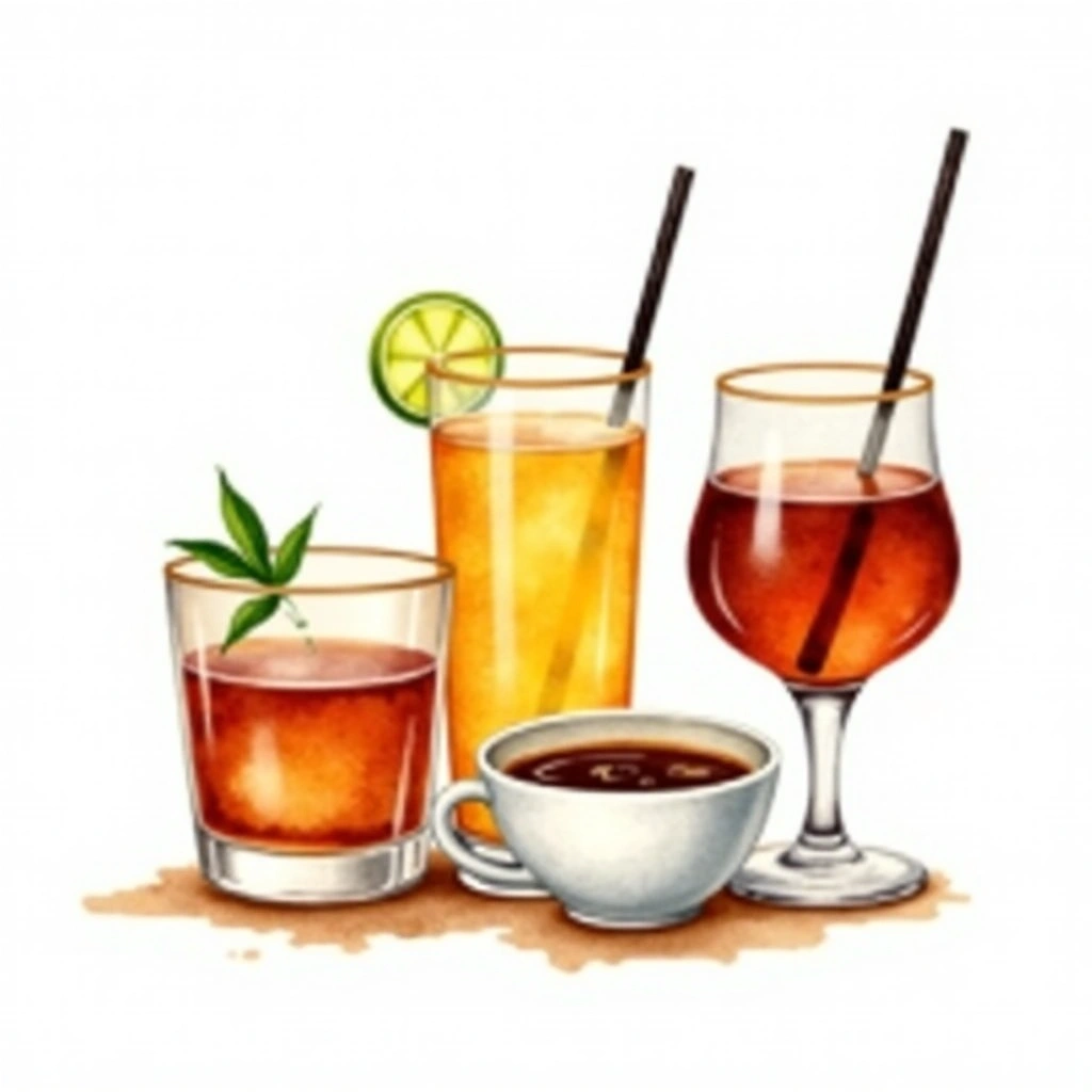 Coffee / Tea cocktail category — watercolor illustration