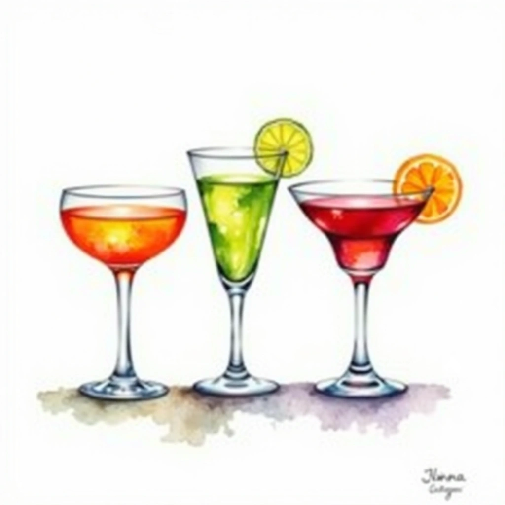 Shot cocktail category — watercolor illustration