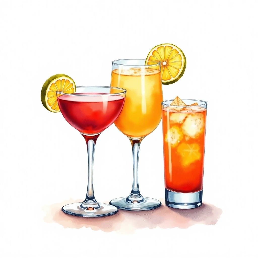 Soft Drink cocktail category — watercolor illustration