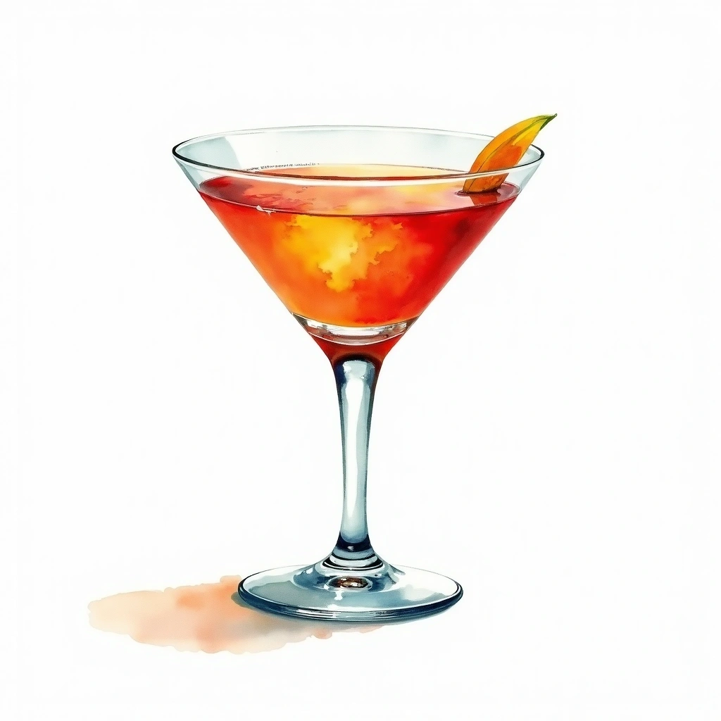 A. J. cocktail in a cocktail glass — made with Applejack and Grapefruit Juice