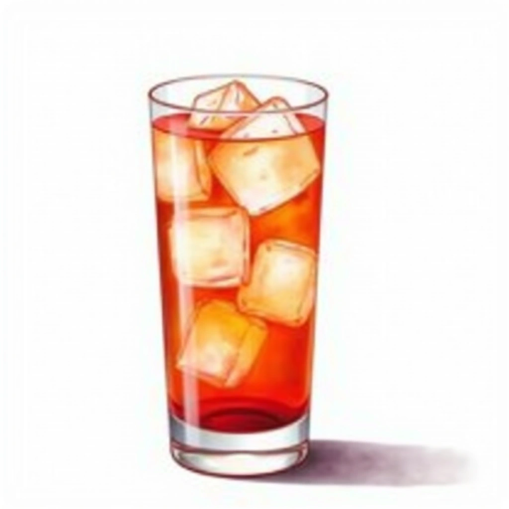 Abilene cocktail in a highball glass — made with Dark Rum, Peach nectar, and Orange juice