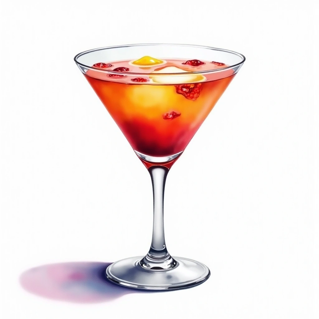 Adam cocktail in a cocktail glass — made with Dark Rum, Lemon Juice, and Grenadine