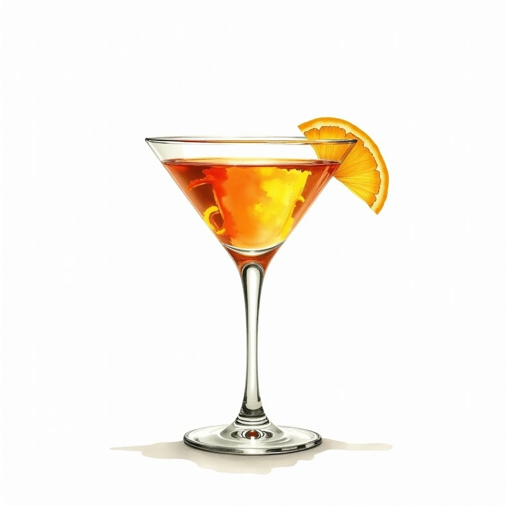 Algonquin cocktail in a cocktail glass — made with Blended Whiskey, Dry Vermouth, and Pineapple juice