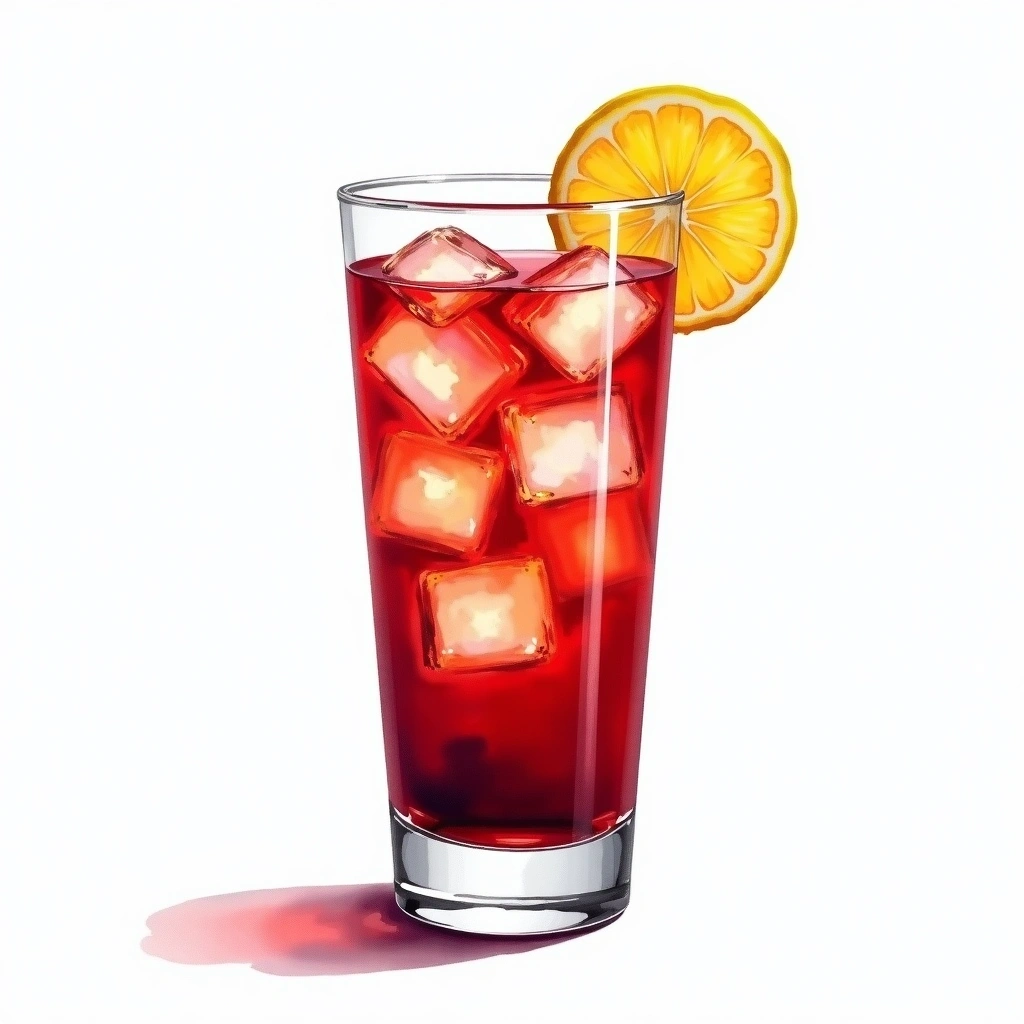 Americano cocktail in a collins glass — made with Campari, Sweet Vermouth, and Lemon peel