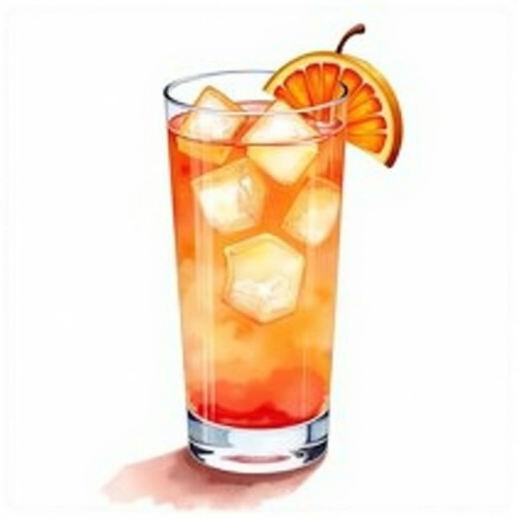 Apello cocktail in a collins glass — made with Orange juice, Grapefruit Juice, and Apple Juice
