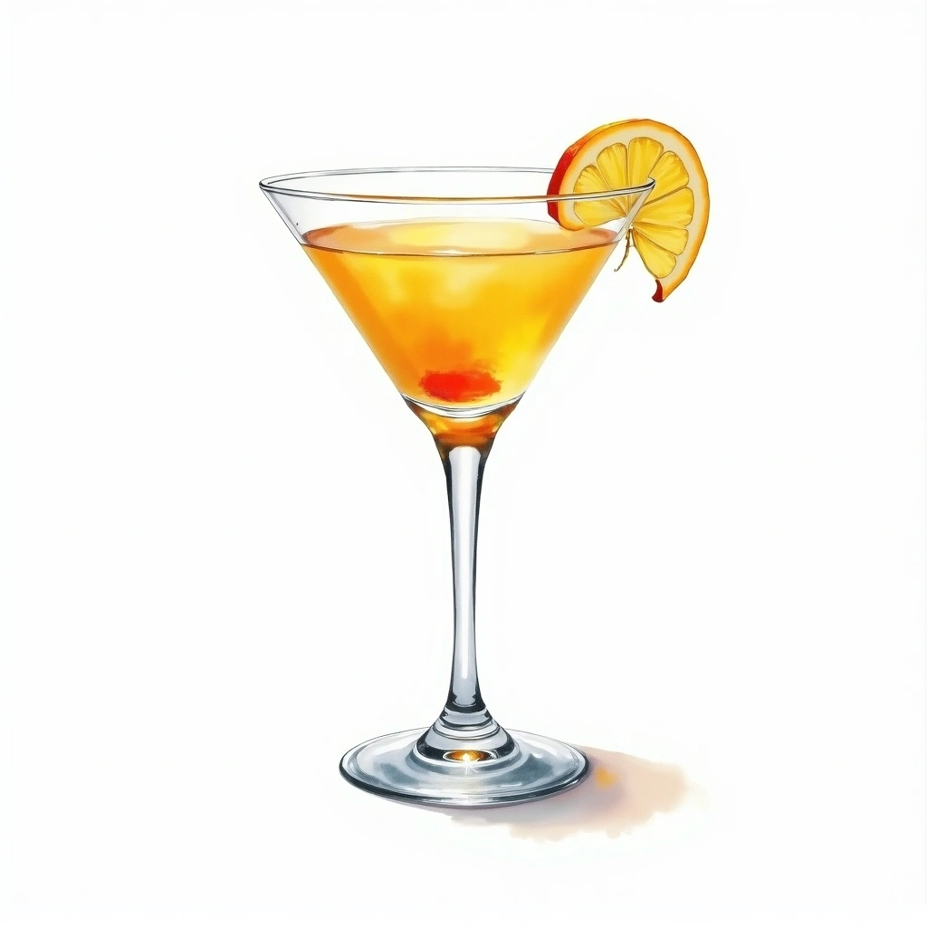 Applecar cocktail in a cocktail glass — made with Applejack, Triple sec, and Lemon Juice