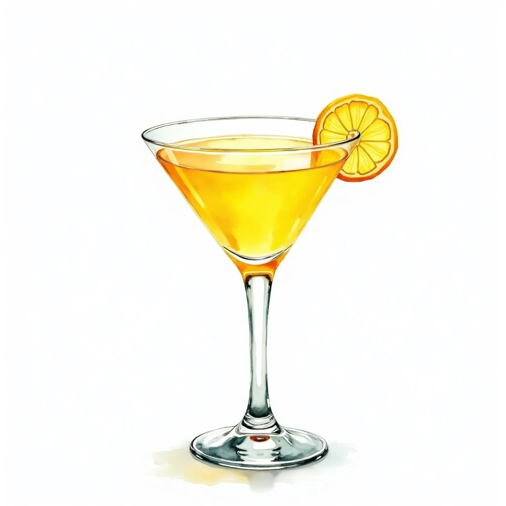 Aviation cocktail in a cocktail glass — made with Gin, Lemon Juice, and maraschino liqueur
