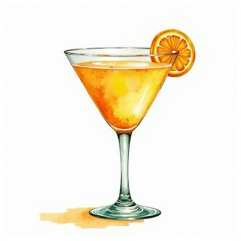 Barracuda cocktail in a margarita glass — made with Rum, Galliano, and Pineapple juice