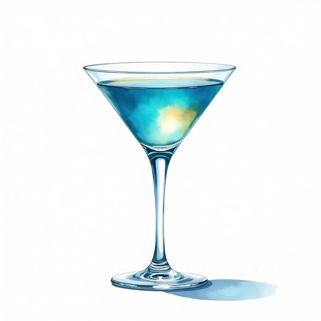 Bluebird cocktail in a cocktail glass — made with Gin, Triple sec, and Blue Curacao