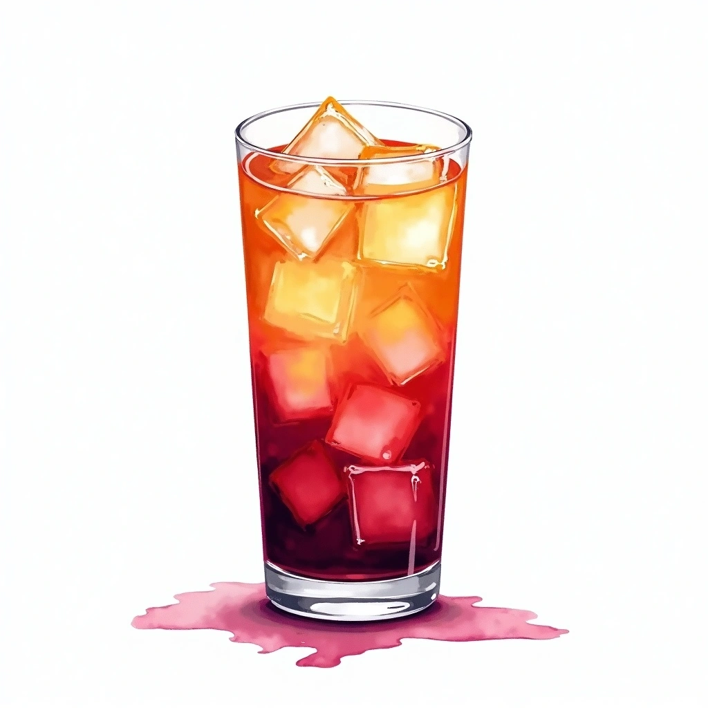 Chicago Fizz cocktail in a highball glass — made with Light rum, Port, and Lemon