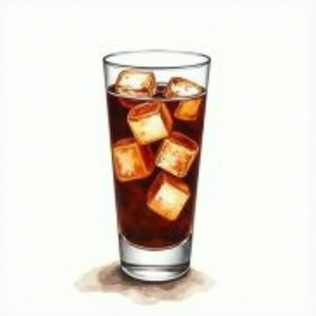 Coffee-Vodka cocktail in a collins glass — made with Water, Sugar, and Coffee