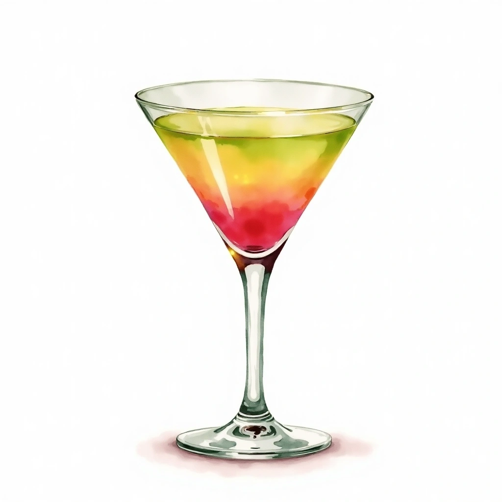 Cosmopolitan cocktail in a cocktail glass — made with Vodka, Lime juice, and Cointreau