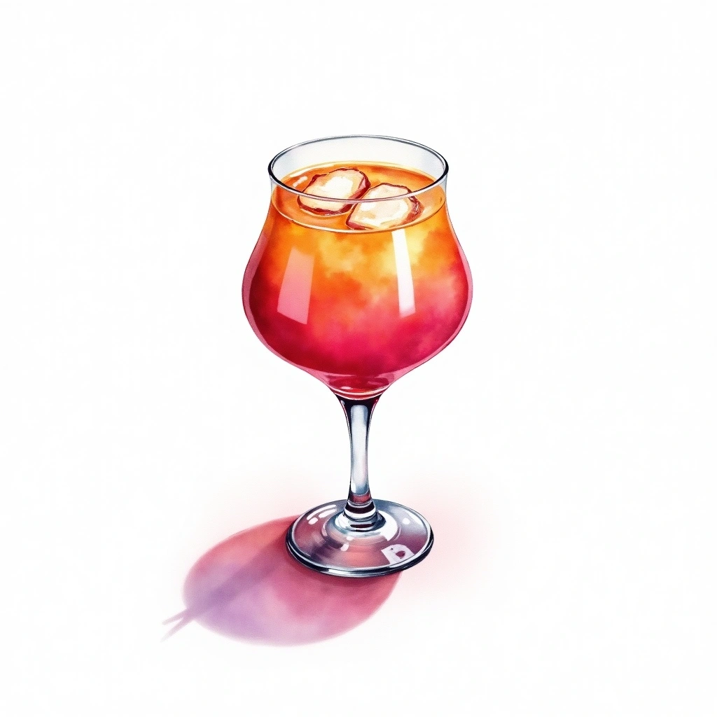 Downshift cocktail in a hurricane glass — made with Fruit Punch, Sprite, and Tequila