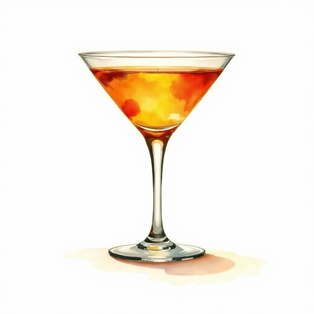 Dry Rob Roy cocktail in a cocktail glass — made with Scotch, Dry Vermouth, and Lemon peel