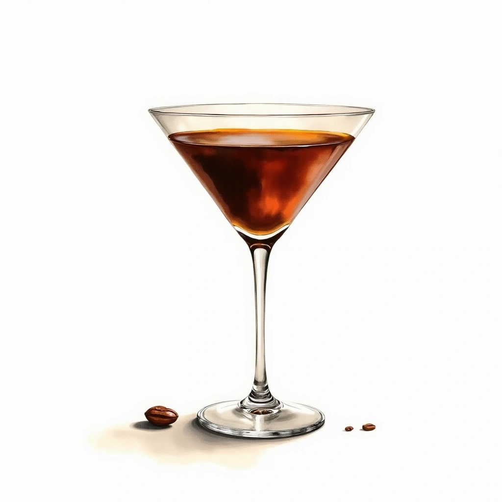 Espresso Martini cocktail in a cocktail glass — made with Vodka, Kahlua, and Sugar syrup