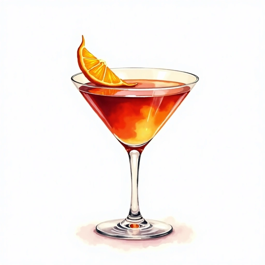 Flying Scotchman cocktail in a cocktail glass — made with Scotch, Sweet Vermouth, and Bitters