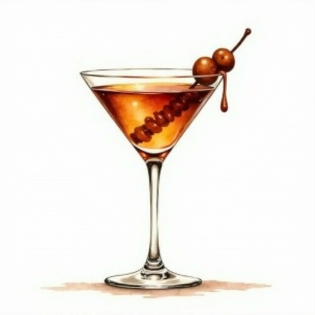 Foxy Lady cocktail in a cocktail glass — made with Amaretto, Creme De Cacao, and Light cream