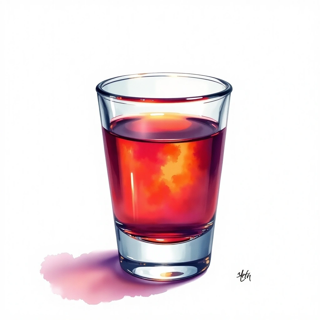 Freddy Kruger cocktail in a shot glass — made with Jagermeister, Sambuca, and Vodka