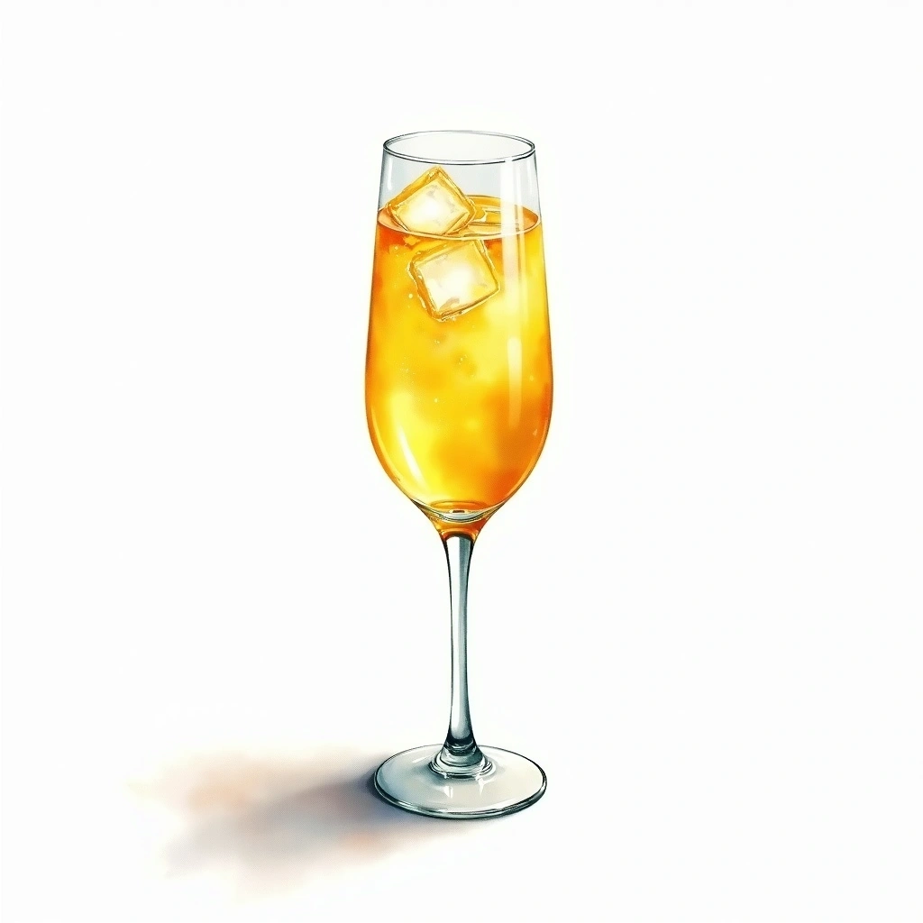 French 75 cocktail in a collins glass — made with Gin, Sugar, and Lemon Juice