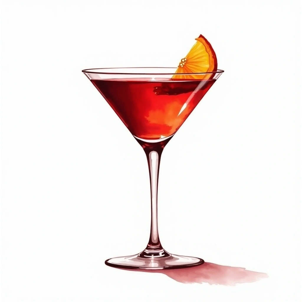 French Negroni cocktail in a martini glass — made with Gin, Lillet, and Sweet Vermouth