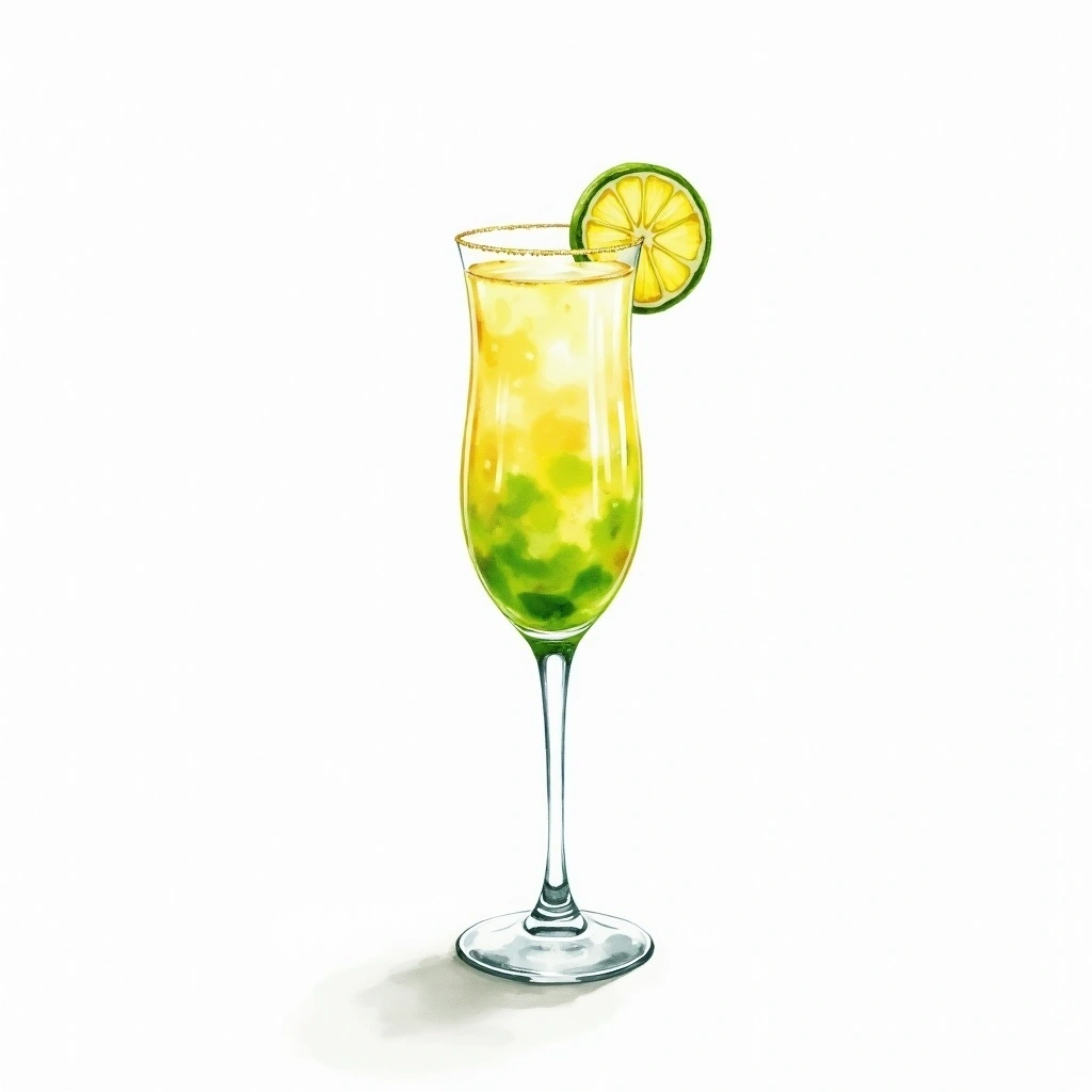 Frozen Daiquiri cocktail in a champagne flute — made with Light rum, Triple sec, and Lime juice