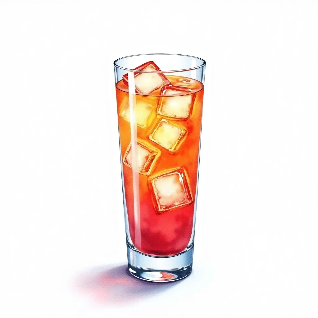 Gin Cooler cocktail in a collins glass — made with Gin, Carbonated Water, and Powdered sugar