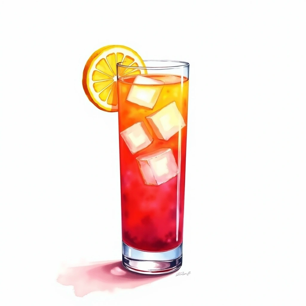 Gin Rickey cocktail in a highball glass — made with Gin, Grenadine, and Lemon