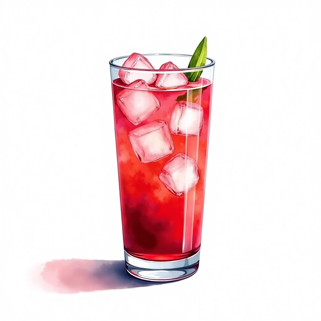 Gin Squirt cocktail in a highball glass — made with Gin, Grenadine, and Powdered sugar