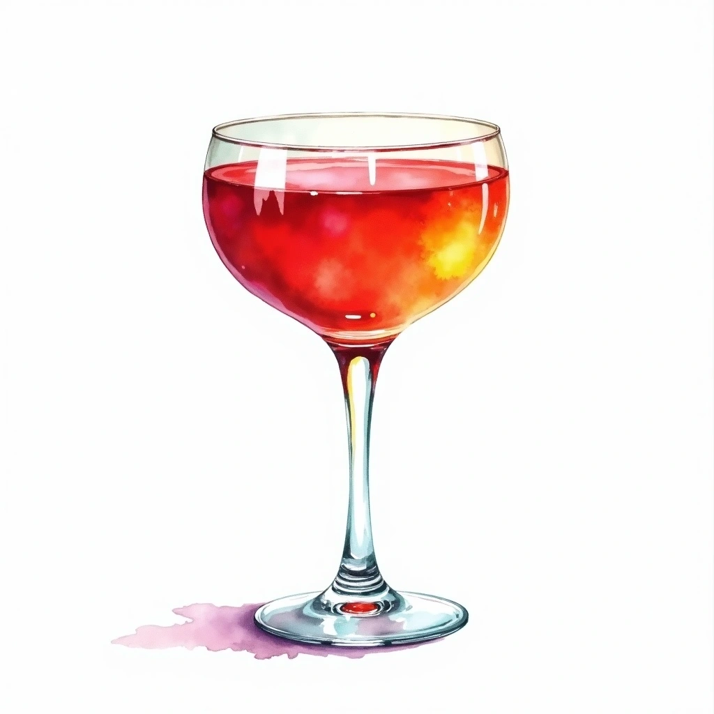 Hunter's Moon cocktail in a balloon glass — made with Vermouth, Maraschino cherry, and Sugar syrup