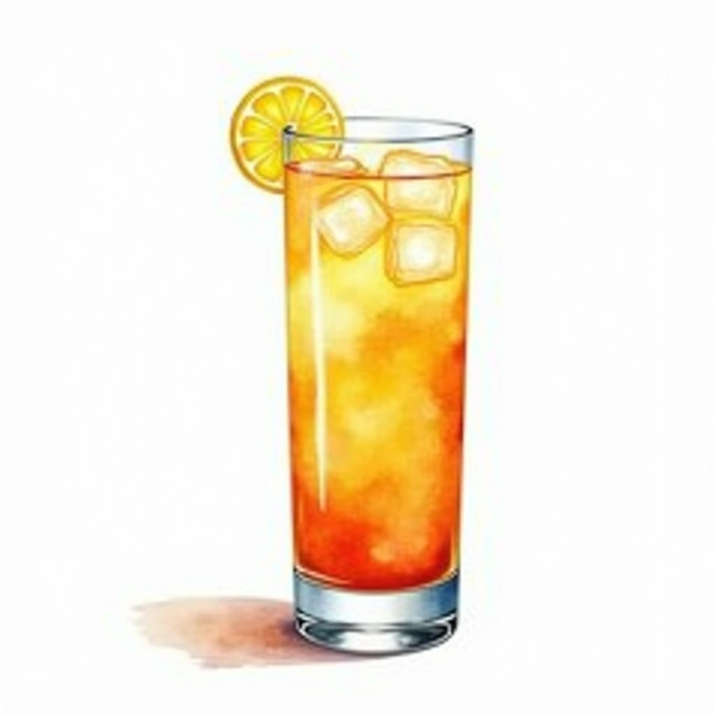 Imperial Fizz cocktail in a highball glass — made with Light rum, Blended Whiskey, and Lemon