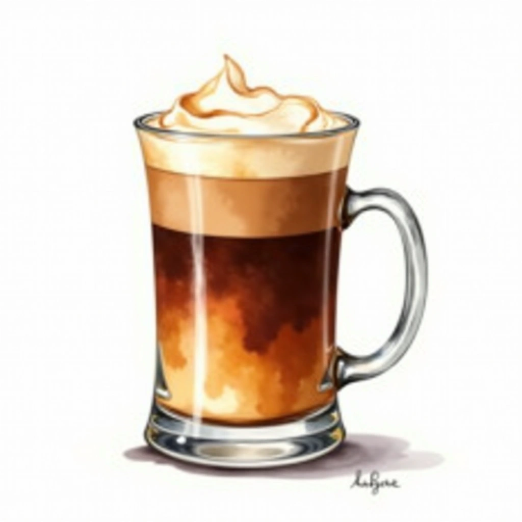 Irish Coffee cocktail in a irish coffee cup — made with Irish Whiskey, Coffee, and Sugar