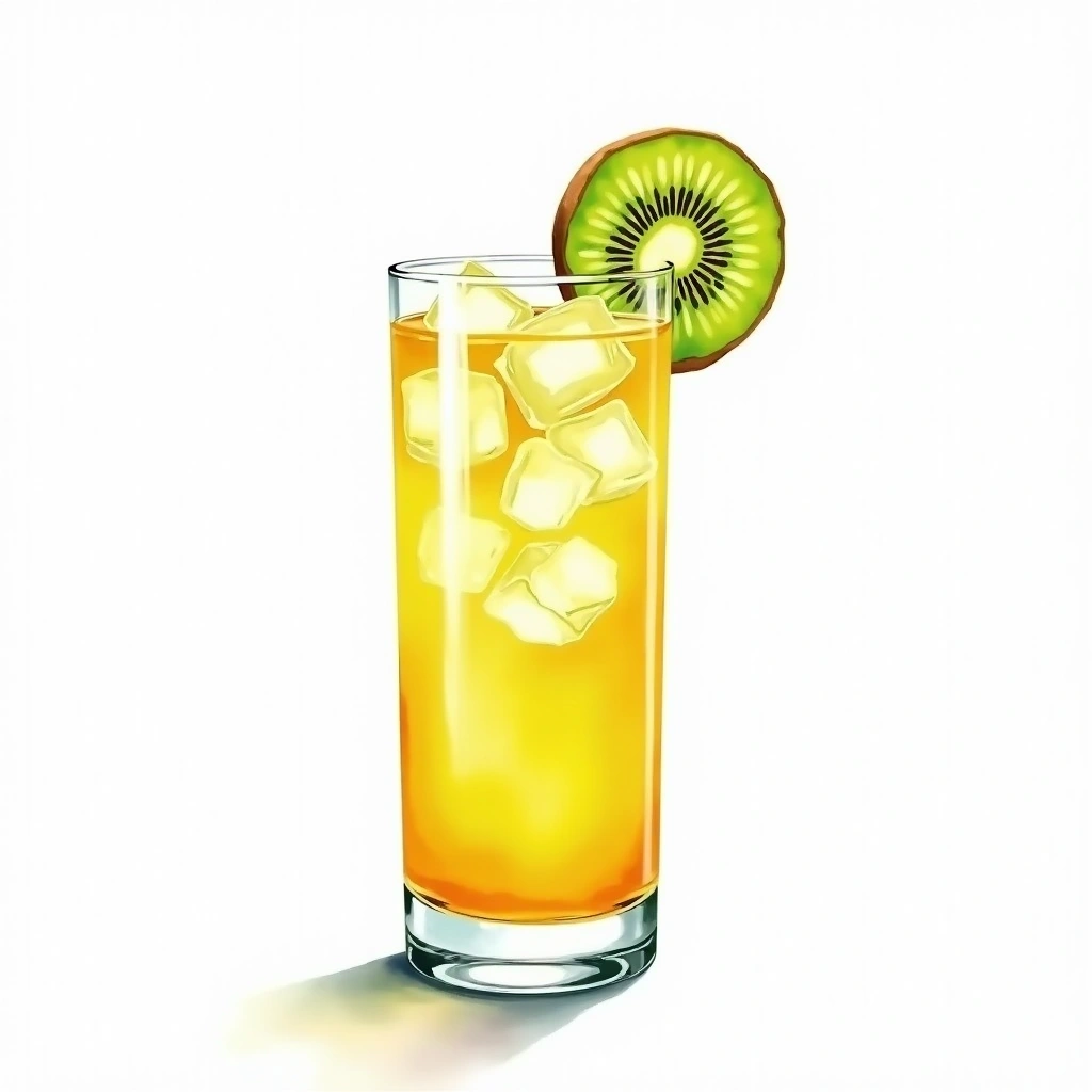 Kiwi Lemon cocktail in a highball glass — made with Kiwi liqueur, Bitter lemon, and Ice