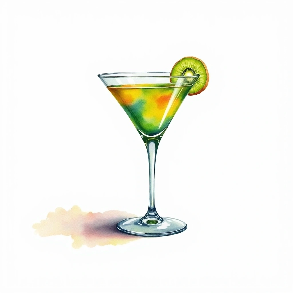 Kiwi Martini cocktail in a cocktail glass — made with Kiwi, Sugar syrup, and Vodka