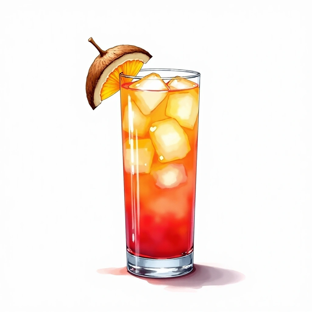 Lazy Coconut Paloma cocktail in a highball glass — made with Coconut Liqueur, Grapefruit Juice, and Soda Water