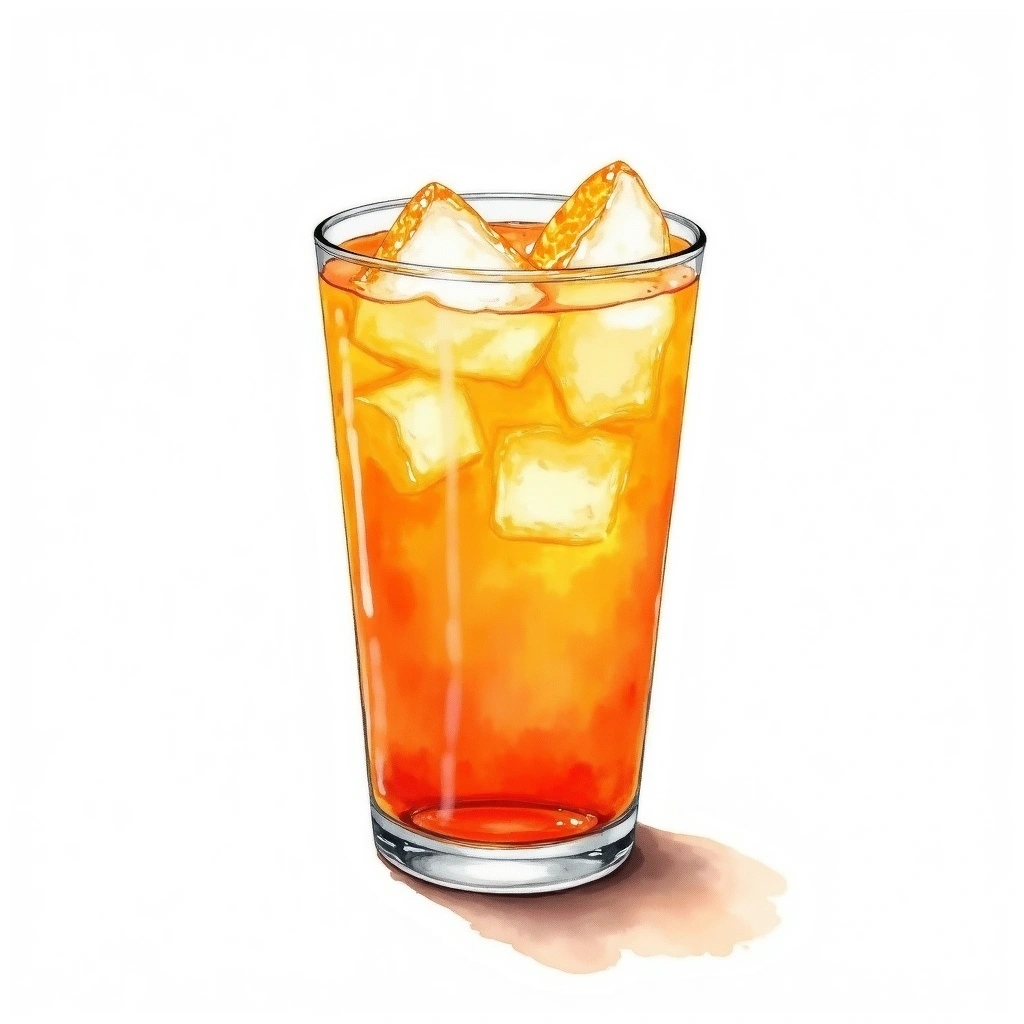 Lunch Box cocktail in a pint glass — made with Beer, Amaretto, and Orange juice
