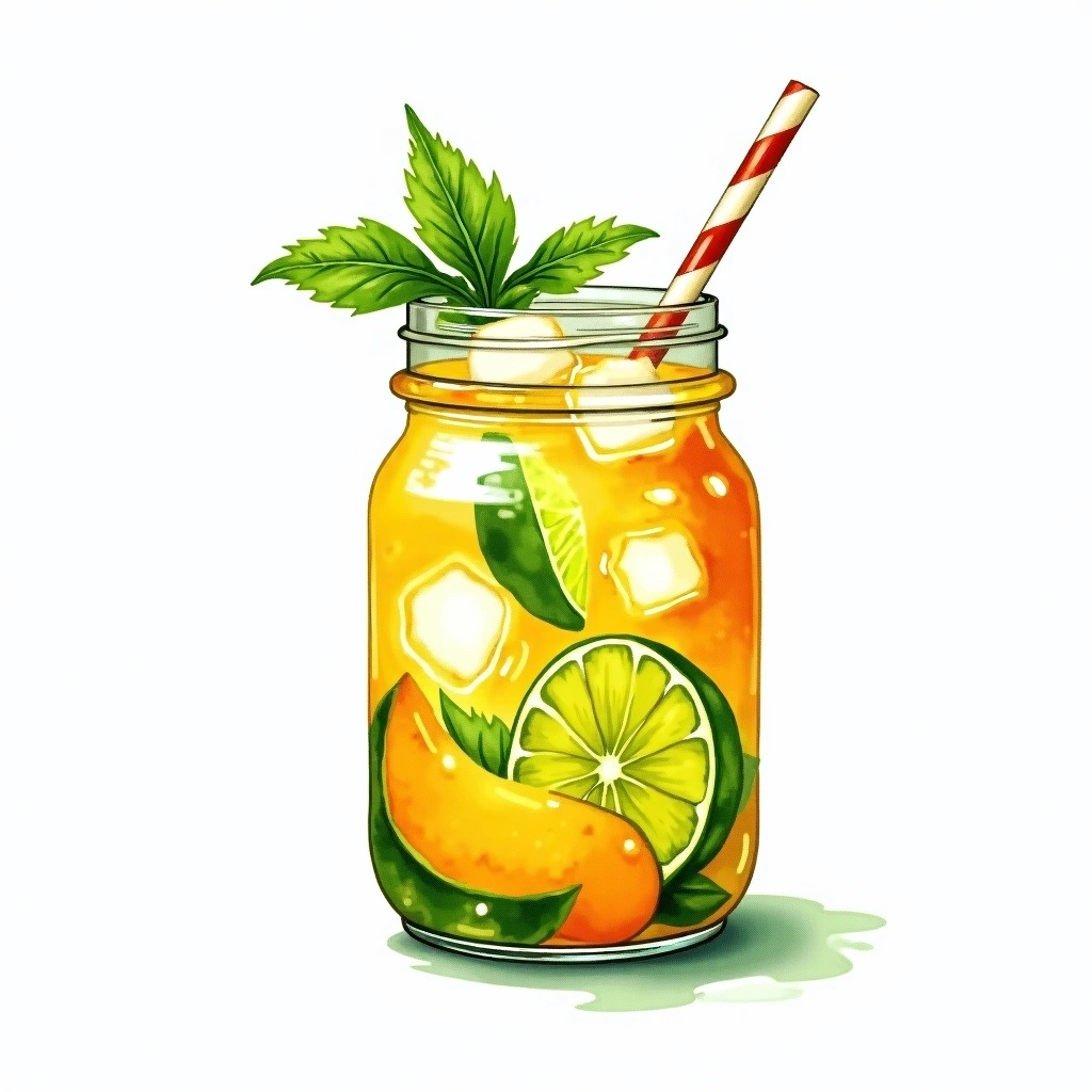 Mango Mojito cocktail in a jar — made with Lime, Mango, and Mint