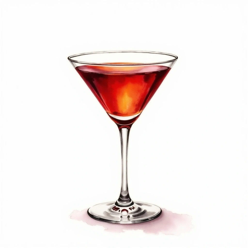 Manhattan cocktail in a cocktail glass — made with Sweet Vermouth, Bourbon, and Angostura Bitters