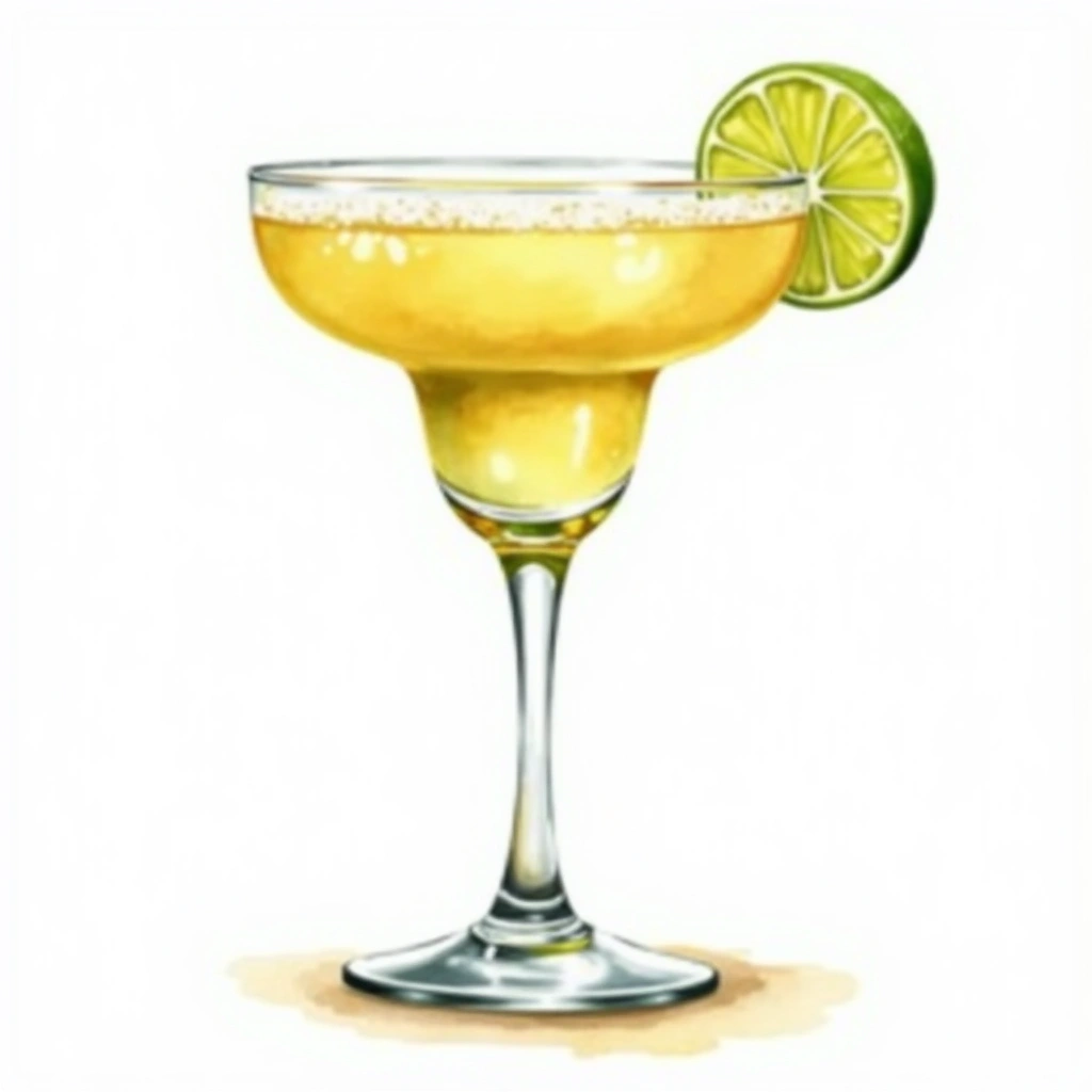 Margarita cocktail in a cocktail glass — made with Tequila, Triple sec, and Lime juice