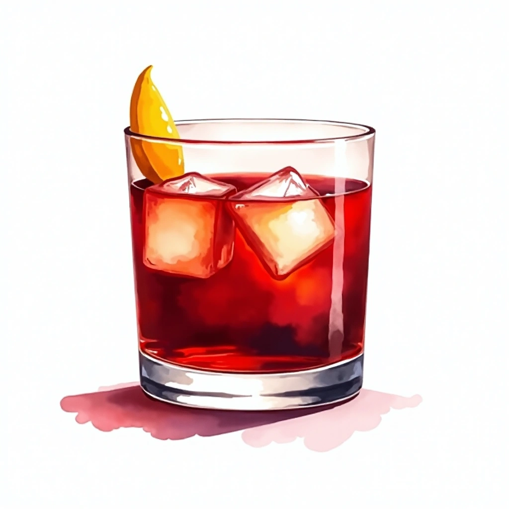 Negroni cocktail in a old-fashioned glass — made with Gin, Campari, and Sweet Vermouth