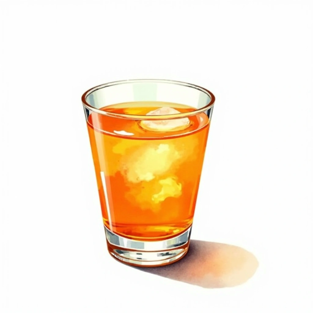 Orange Crush cocktail in a shot glass — made with Vodka, Triple sec, and Orange juice