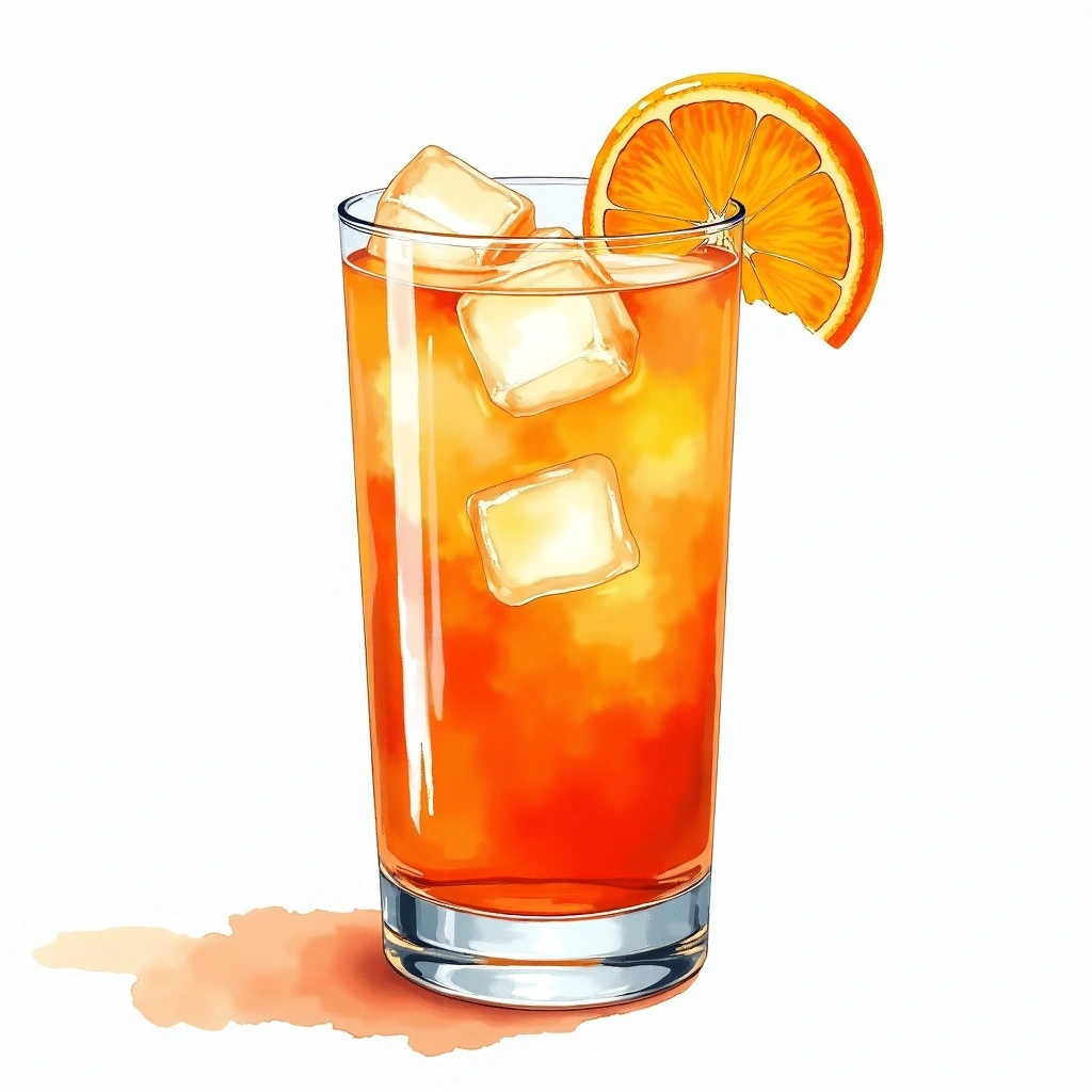 Orange Oasis cocktail in a highball glass — made with Cherry Brandy, Gin, and Orange juice