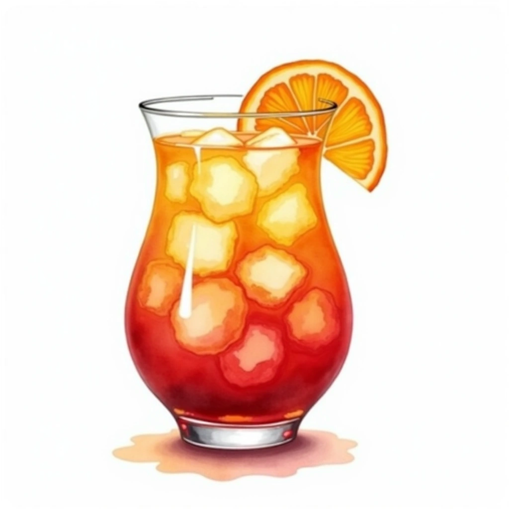 Orange Push-up cocktail in a hurricane glass — made with Spiced rum, Grenadine, and Orange juice