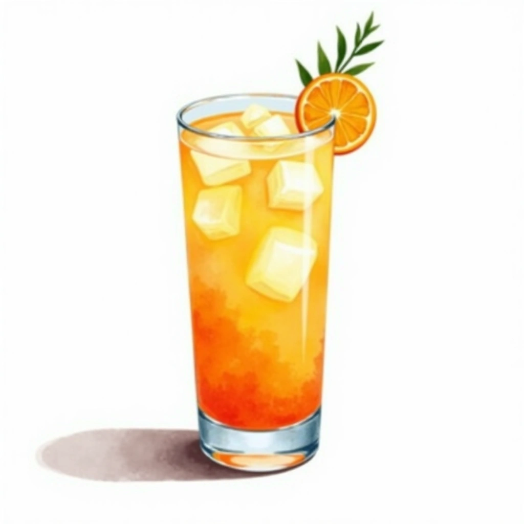 Orange Rosemary Collins cocktail in a highball glass — made with Gin, Orange juice, and Lemon Juice