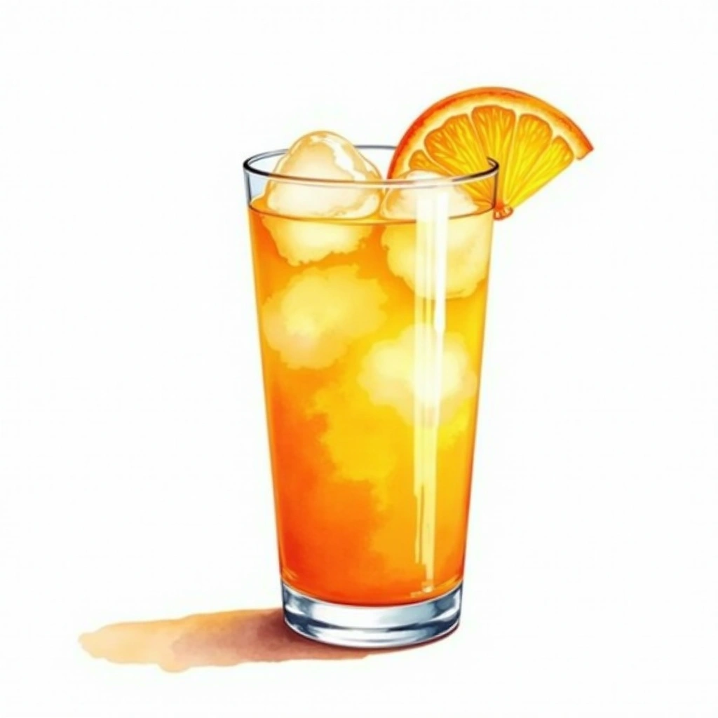 Orangeade cocktail in a highball glass — made with Lemon Juice, Orange juice, and Sugar syrup