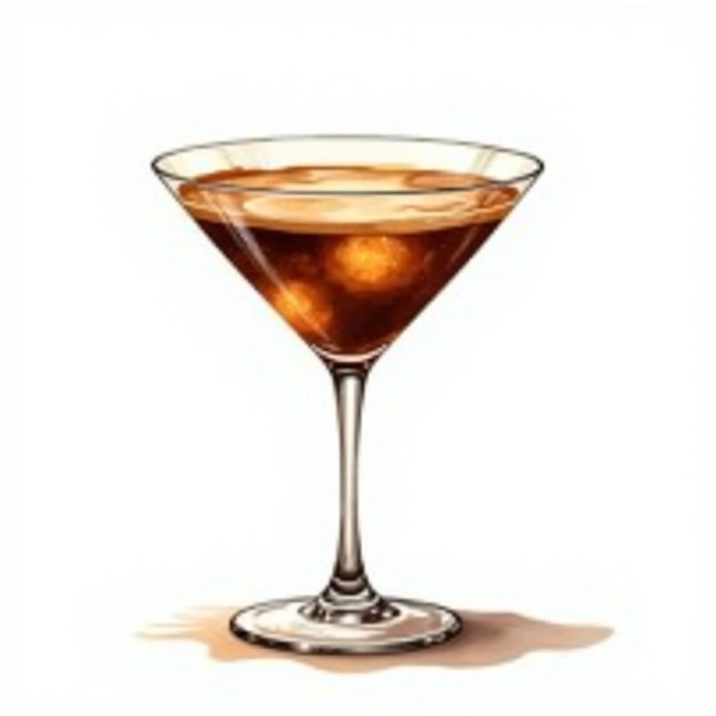 Orgasm cocktail in a cocktail glass — made with Creme De Cacao, Amaretto, and Triple sec