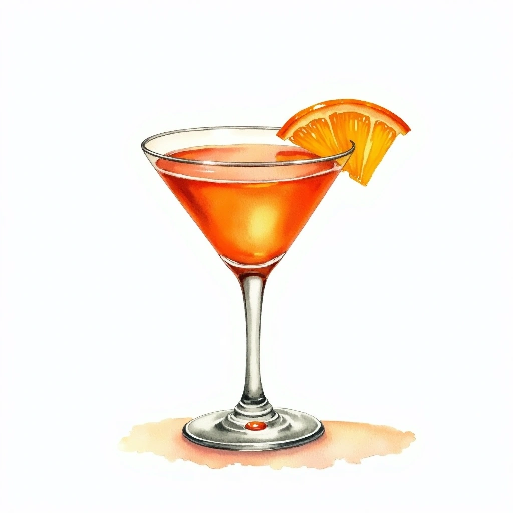 Paradise cocktail in a cocktail glass — made with Gin, Apricot Brandy, and Orange juice