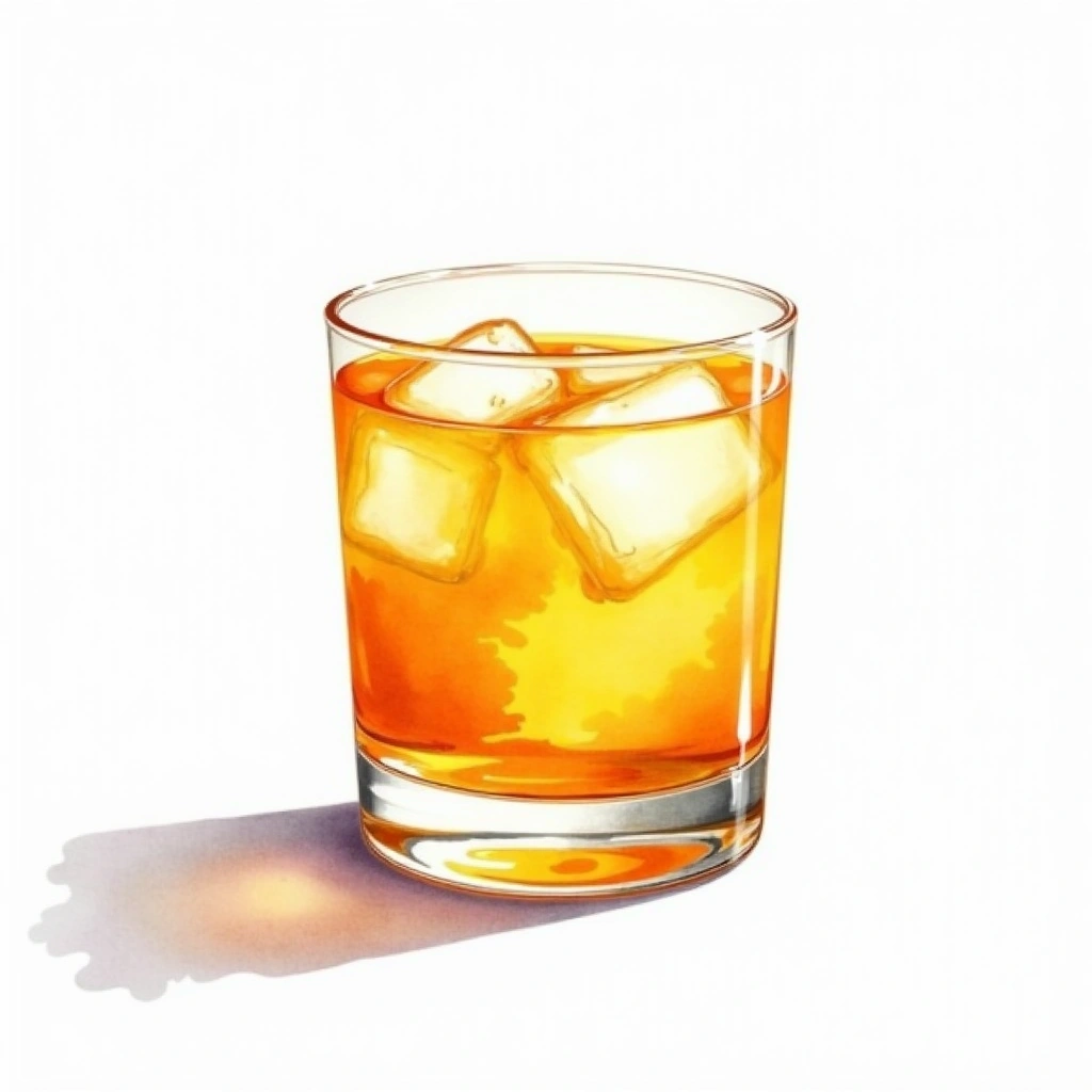 Penicillin cocktail in a old-fashioned glass — made with Blended Scotch, Lemon Juice, and Honey syrup