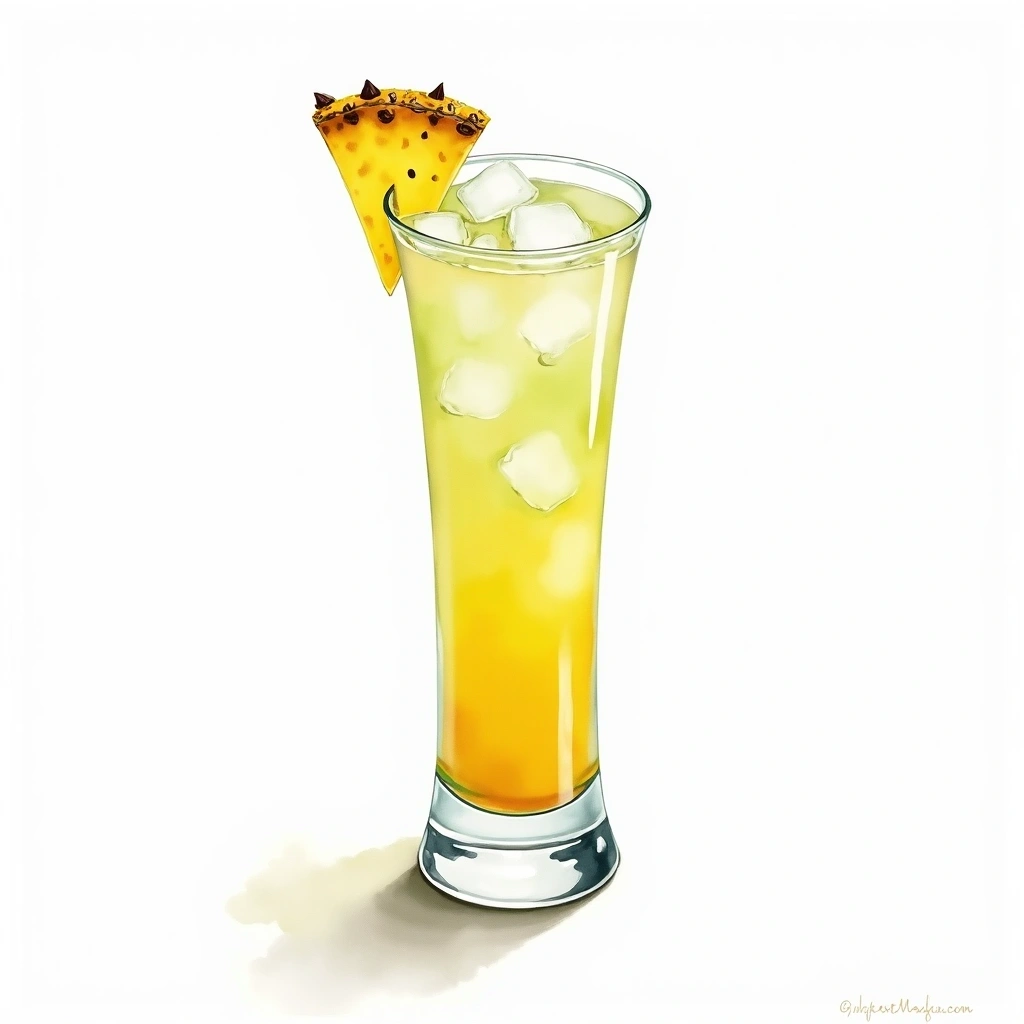 Pineapple Paloma cocktail in a collins glass — made with Tequila, Grapefruit Juice, and Fresh Lime Juice