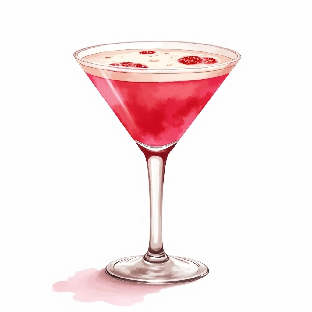 Pink Lady cocktail in a cocktail glass — made with Gin, Grenadine, and Light cream