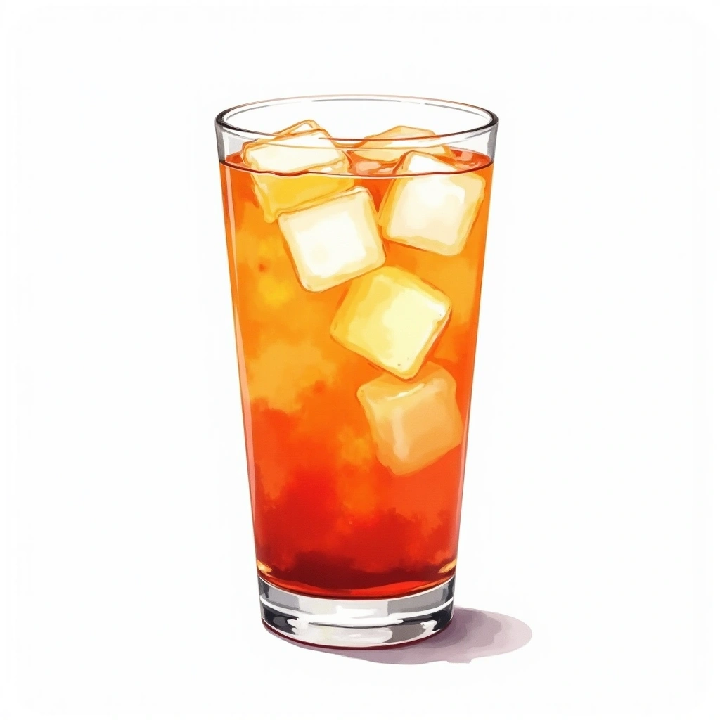 Planter's Punch cocktail in a collins glass — made with Dark Rum, Orgeat syrup, and Orange juice